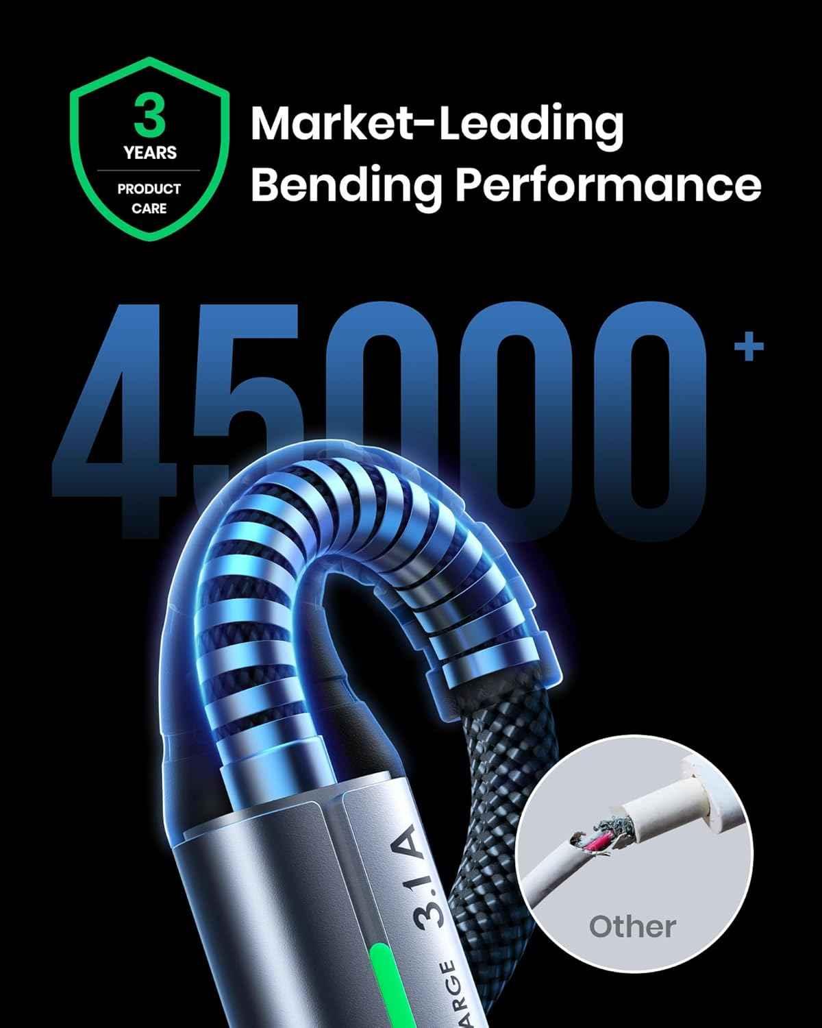 USB-C Fast Charging Cable 3.1A for Phones, Consoles, and More - 5 Pack