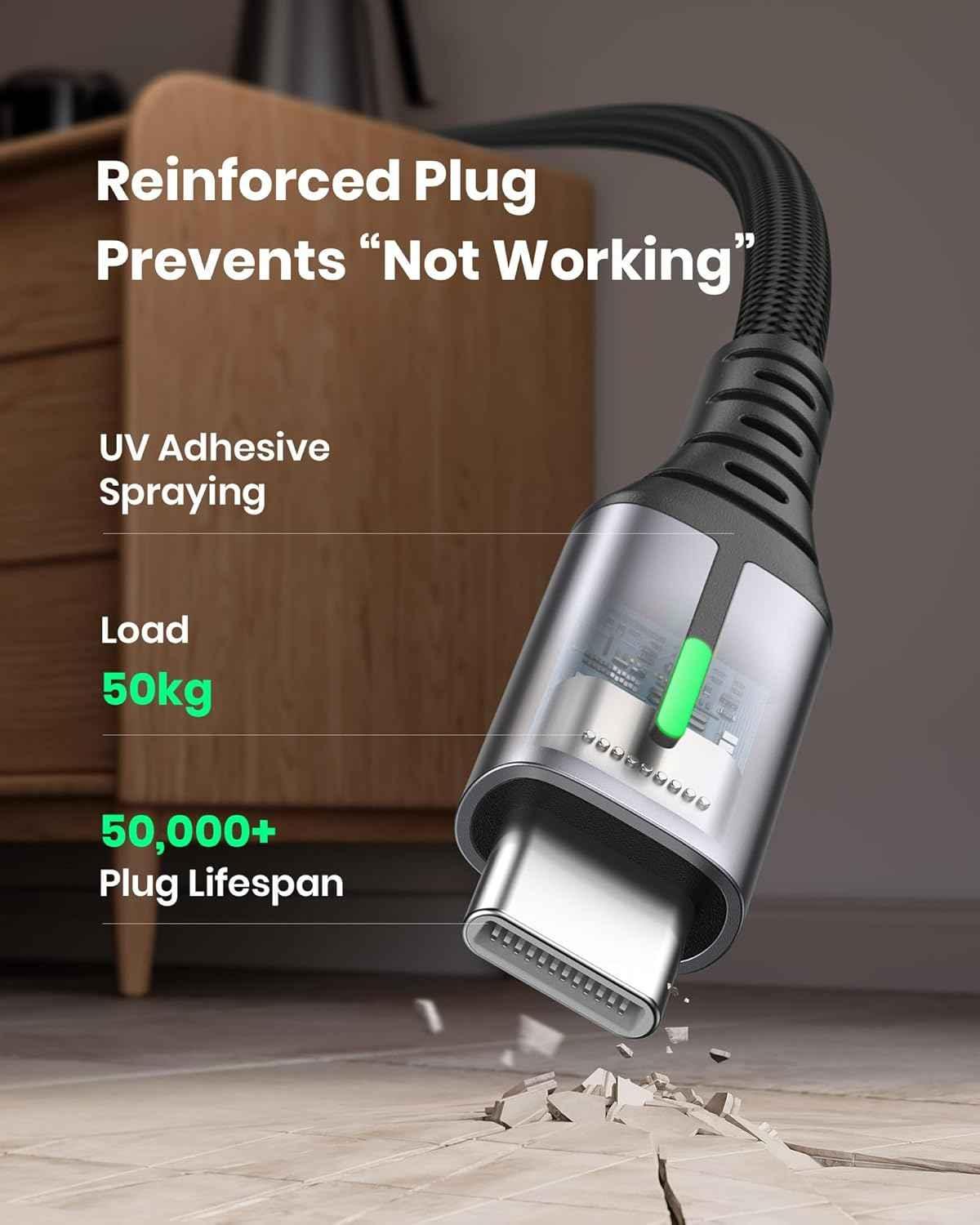 USB-C Fast Charging Cable 3.1A for Phones, Consoles, and More - 5 Pack