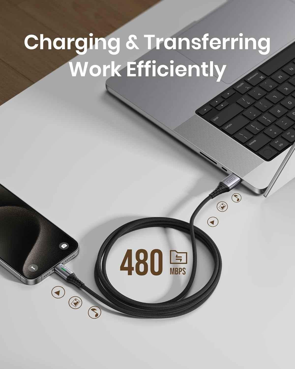 USB-C Fast Charging Cable 3.1A for Phones, Consoles, and More - 5 Pack