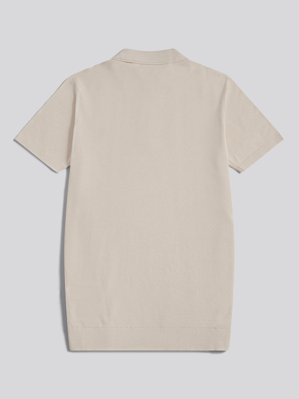 Mens Tonal Vertical Stripe Knit Polo Shirt Beige