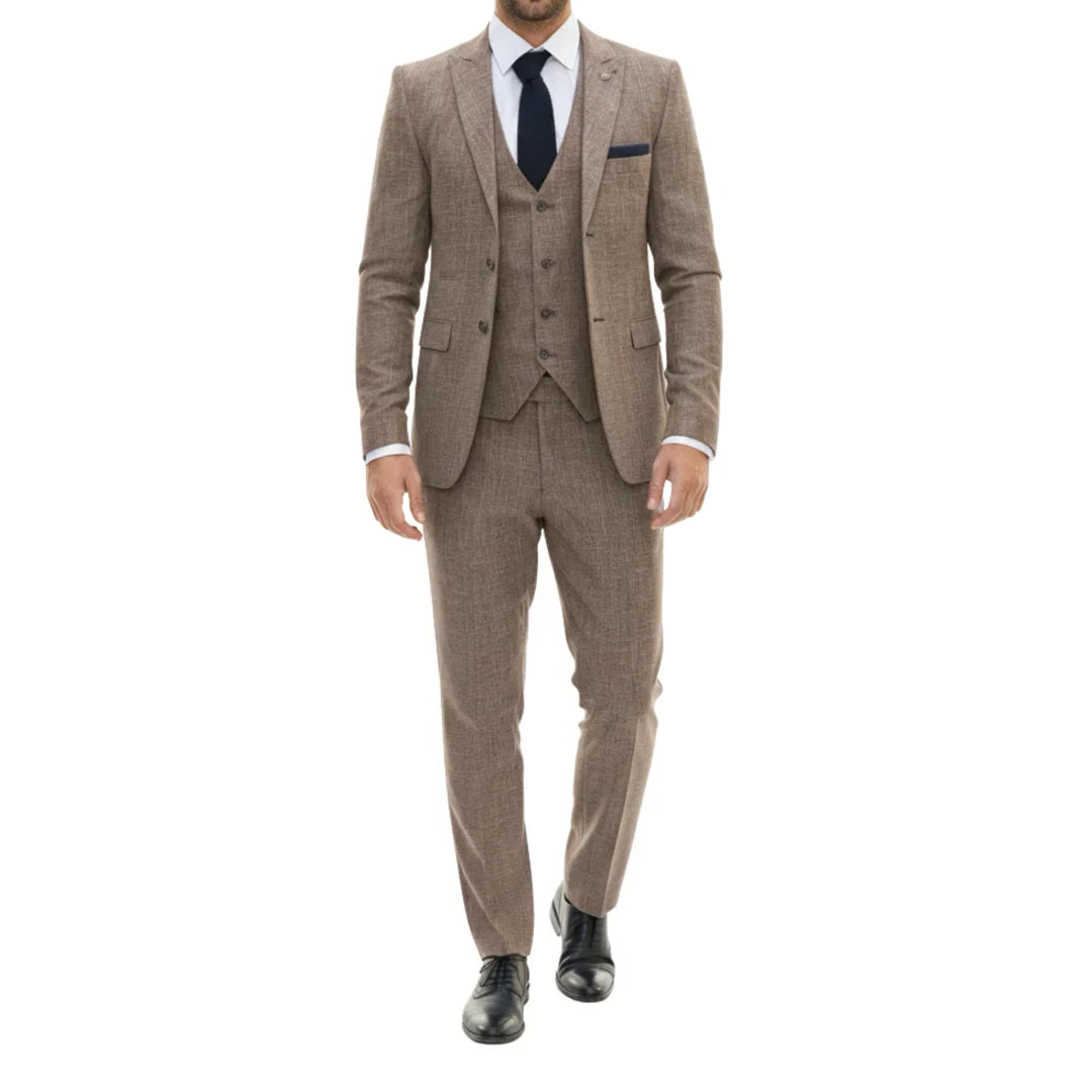 IM33 - Men's 3 Piece Brown Tailored Fit Suit